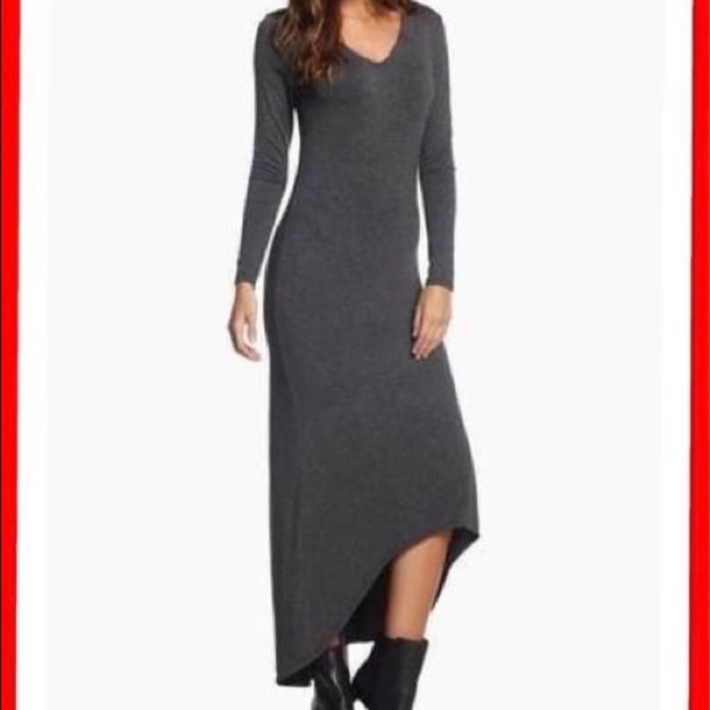 Long grey knit dress